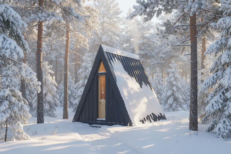 A Frame Tiny Home - Winter Forest